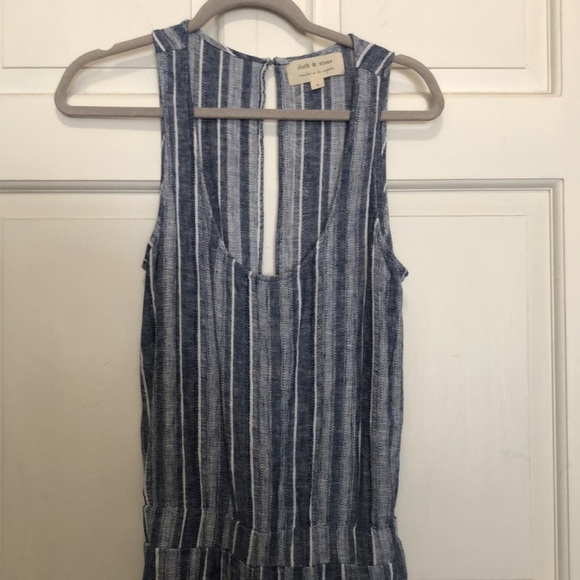 ANTHROPOLOGIE Cloth & Stone Linen Jumpsuit Blue Sleeveless Romper Size Small - Picture 6 of 13